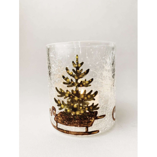 Lysglass Juletre/kjelke