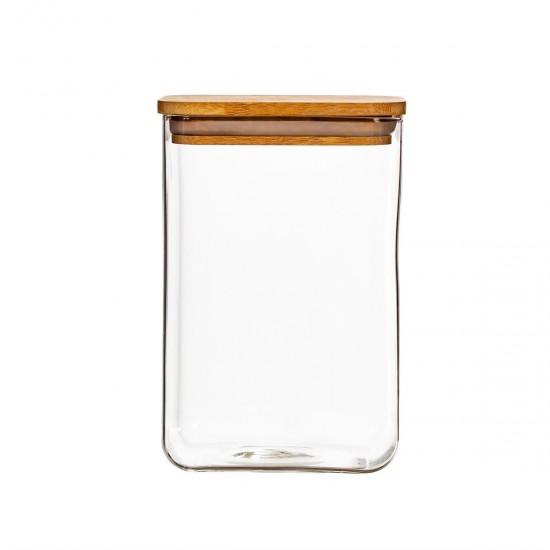 Glassbeholder med bambuslokk