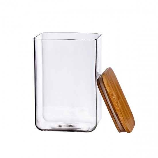 Glassbeholder med bambuslokk